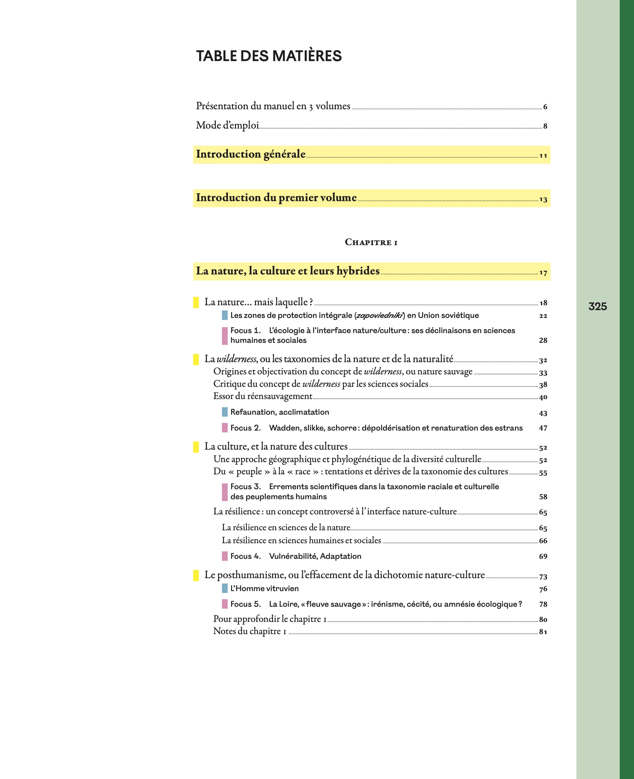 table des matières 1
